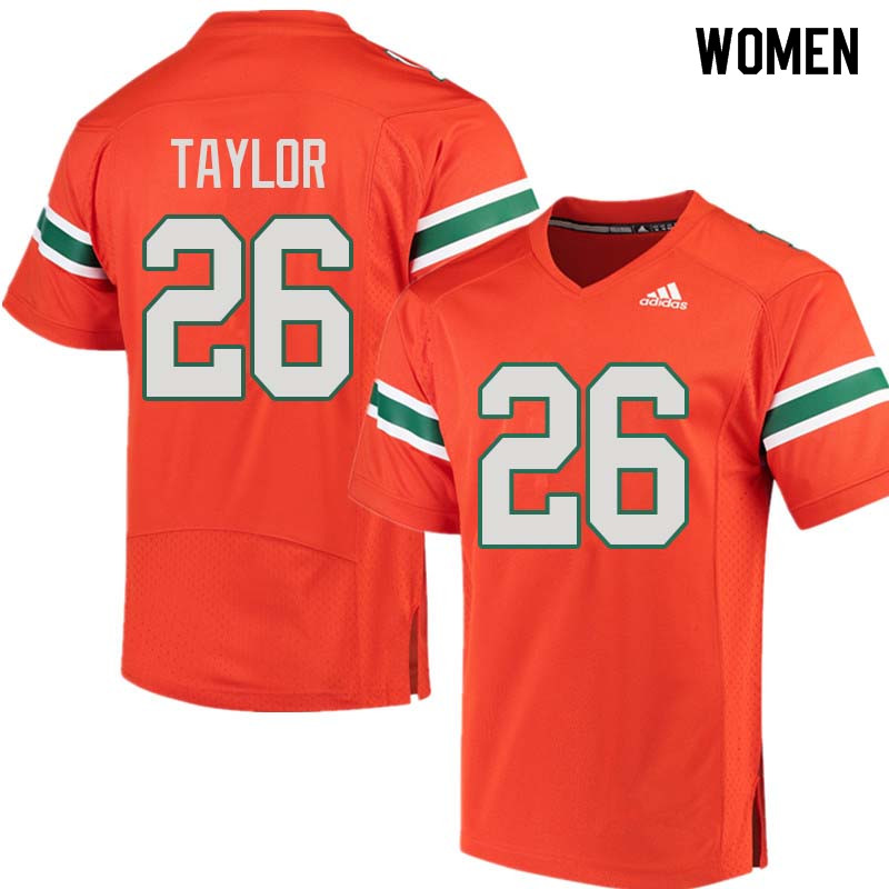 Women Miami Hurricanes #26 Sean Taylor College Football Jerseys Sale-Orange - Click Image to Close